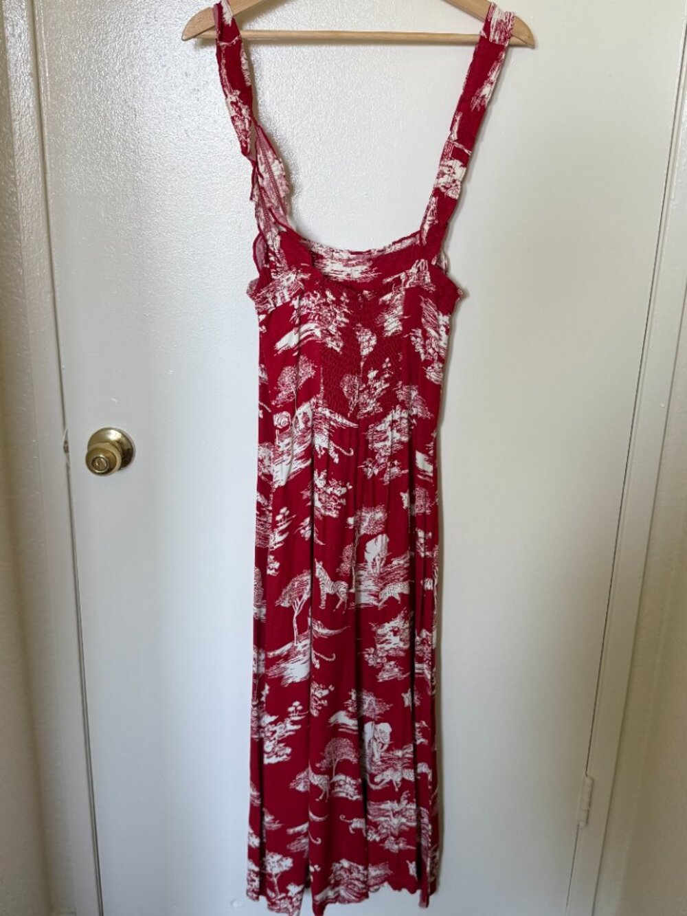 Reformation Arielle Elephant Print Red Midi Dress US 6 - Picture 6 of 7